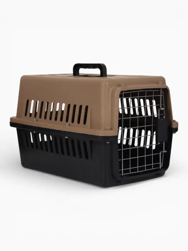 Переноска для животных с пластиковой дверью 49&times;31&times;31 см, тёмно-серая (+поддон решёткой)
