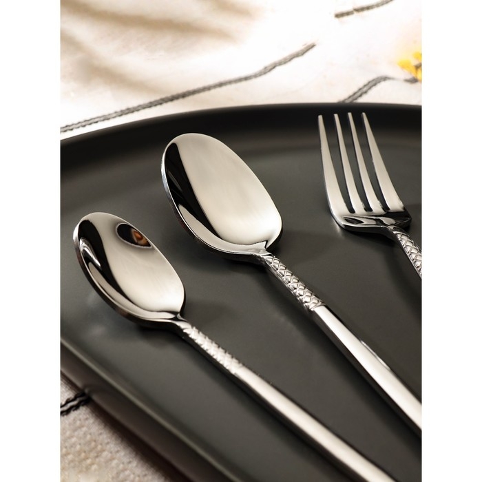 Набор столовых приборов из нержавеющей стали Доляна «Античность», 4 предмета, цвет серебряный Набор столовых приборов из нержавеющей стали Доляна «Античность», 4 предмета, цвет серебряный