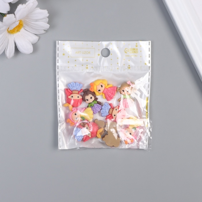 Декор для творчества пластик Декор для творчества пластик "Малышки в платьицах" набор 10 шт МИКС 2,1х1,4 см