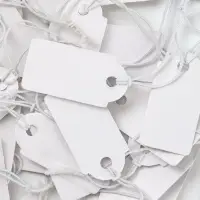 Ценники на верёвке, 100 шт. отверстие 3 мм, 1.3&times;2.6 см, белый