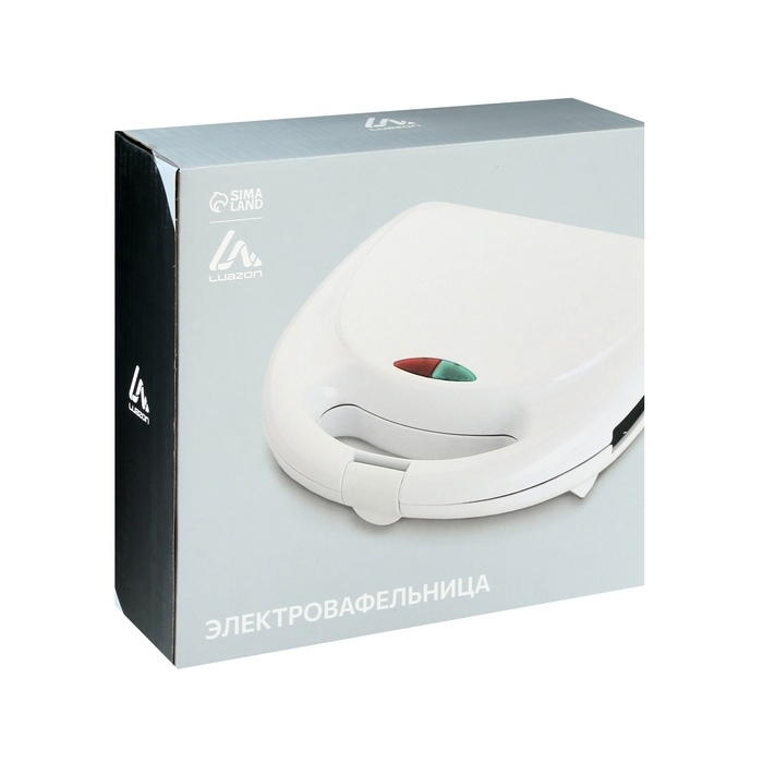 Электровафельница Luazon WV-02, 750 Вт, венские вафли, антипригарное покрытие, белая Электровафельница Luazon WV-02, 750 Вт, венские вафли, антипригарное покрытие, белая