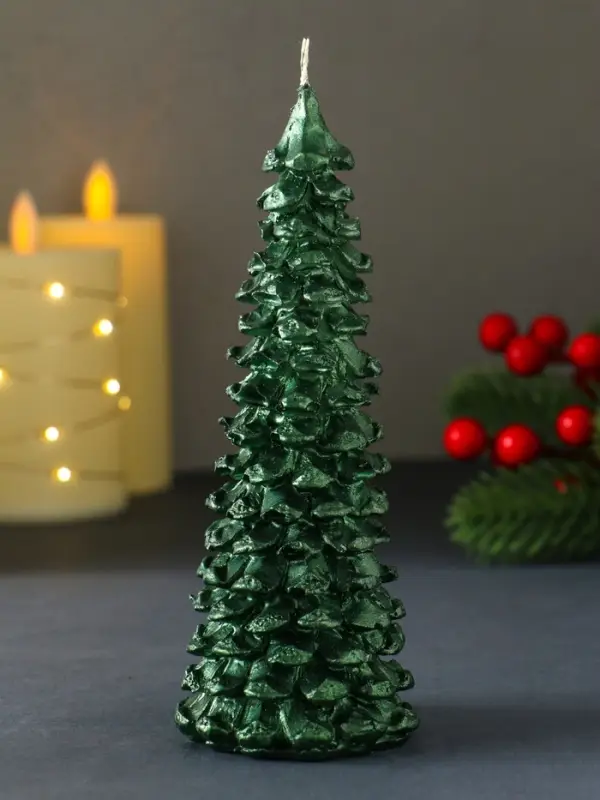 Свеча "Ель большая" 160х60 мм лак, зеленая