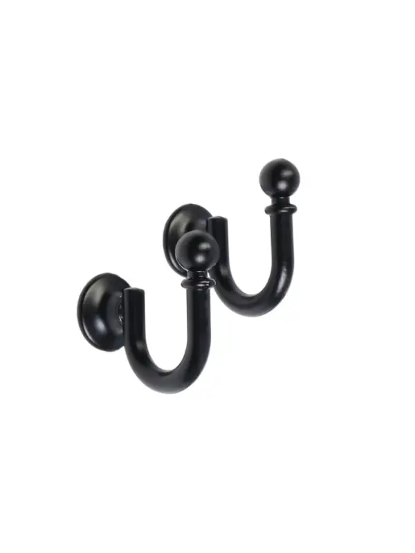 Крючок для штор ТУНДРА KS003, однорожковый, цвет черный, 2 шт Крючок для штор ТУНДРА KS003, однорожковый, цвет черный, 2 шт