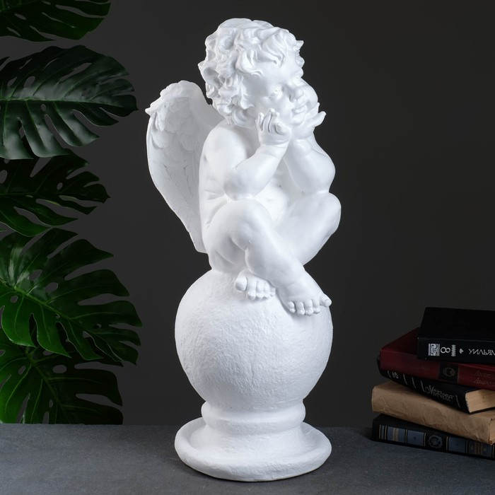 Фигура  Фигура "Ангел на шаре" большой белый 26х27х64см