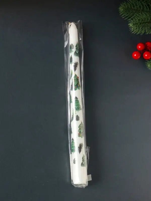 Свеча античная новогодняя 255х22 мм с декором, ёлочки