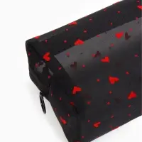 Косметичка дор Сердца, сетка 18*7,5*10, отд на молнии, черный Косметичка дор Сердца, сетка 18*7,5*10, отд на молнии, черный