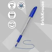 Ручка шариковая ErichKrause U-109 Classic Stick&Grip, узел 1.0 мм, чернила синие, резиновый держатель, длина линии письма 1000 метров Ручка шариковая ErichKrause U-109 Classic Stick&Grip, узел 1.0 мм, чернила синие, резиновый держатель, длина линии письма 1000 метров