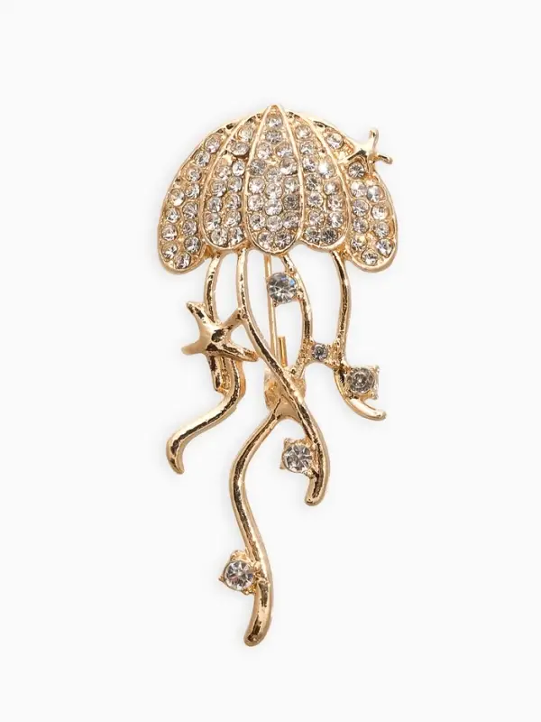 Брошь &laquo;Медуза&raquo;, белая в золоте