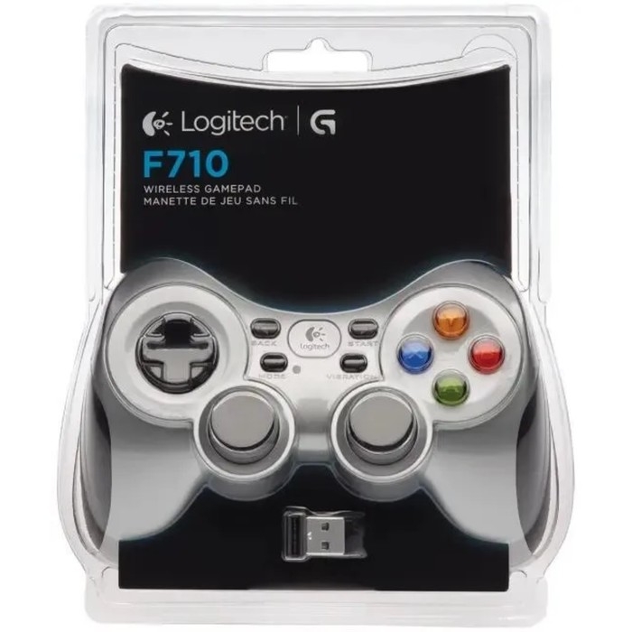 Геймпад LOGITECH F710, беспроводной, вибрация, для PC, USB, серебристый Геймпад LOGITECH F710, беспроводной, вибрация, для PC, USB, серебристый