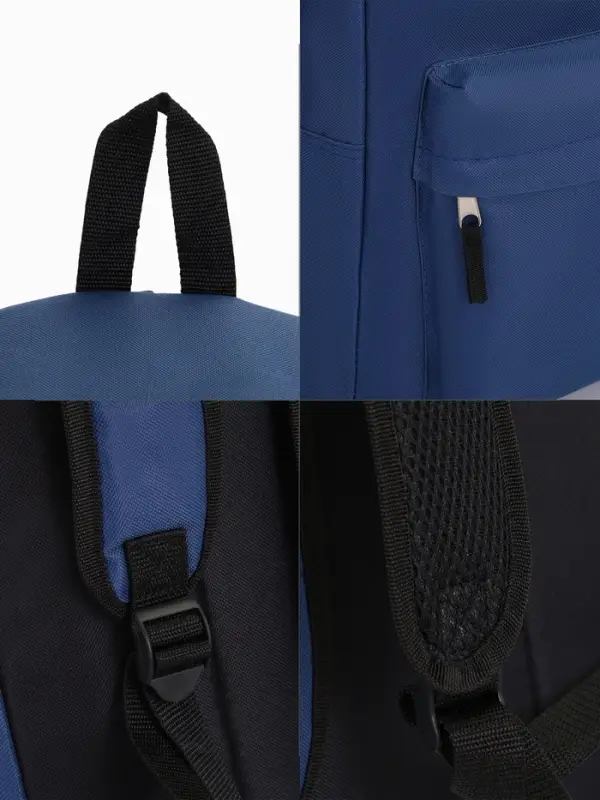 Рюкзак школьный на молнии, с карманом, однотонный, размер 30&times;14&times;41 см, синий