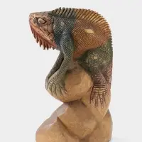 Сувенир "Ящерица" дерево Суар, 17х9х30 см, цв. золотисто-зелёный