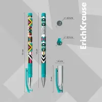 Ручка шариковая ErichKrause ColorTouch Ornament, узел 0.7 мм, чернила синие, тонкое письмо, резиновый держатель, покрытие Soft Touch