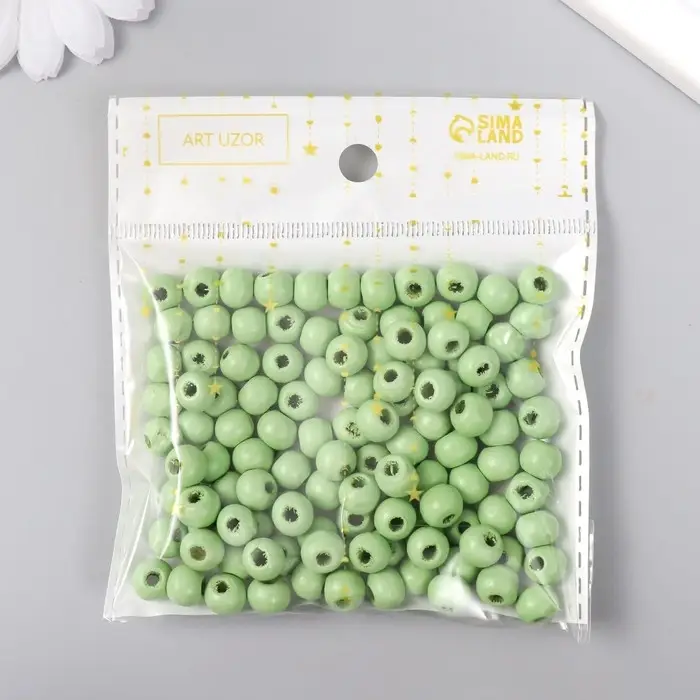 Бусины для творчества дерево "Зелёная река" d-0,8 см, набор 20 гр