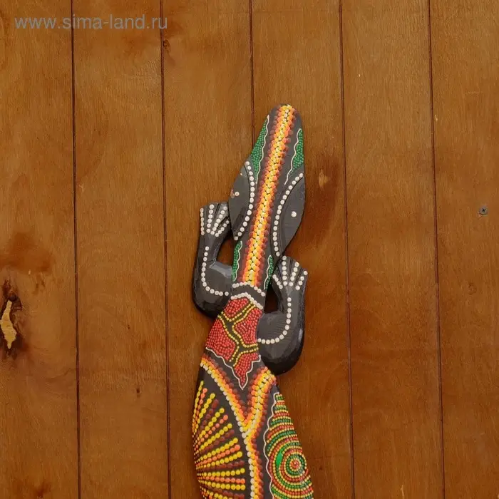 Панно настенное дерево  Панно настенное дерево "Геккон расписной" 100 см МИКС