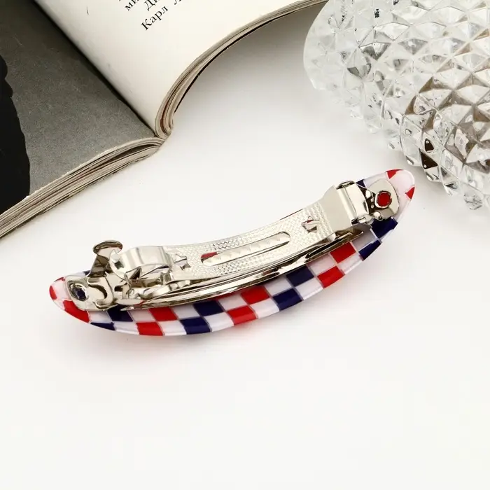 Заколка - автомат для волос «Шахматка», 9 см, МИКС