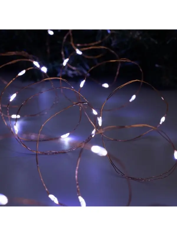 Гирлянда &laquo;Нить&raquo; 10 м, роса, IP20, медная нить, 100 LED, свечение белое, 12 В