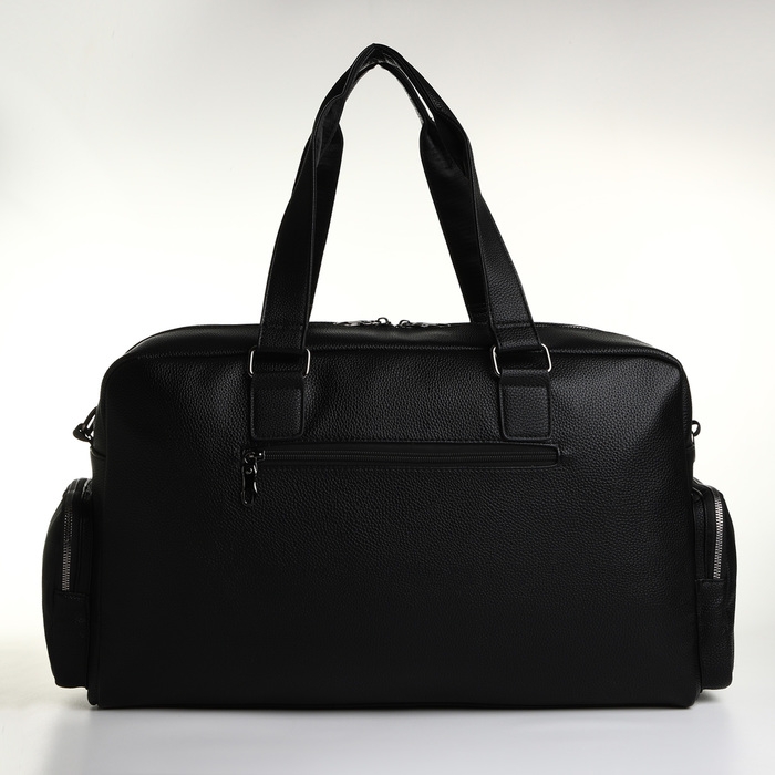 Сумка дорожная на молнии, 5 наружных карманов, длинный ремень, цвет чёрный Сумка дорожная на молнии, 5 наружных карманов, длинный ремень, цвет чёрный