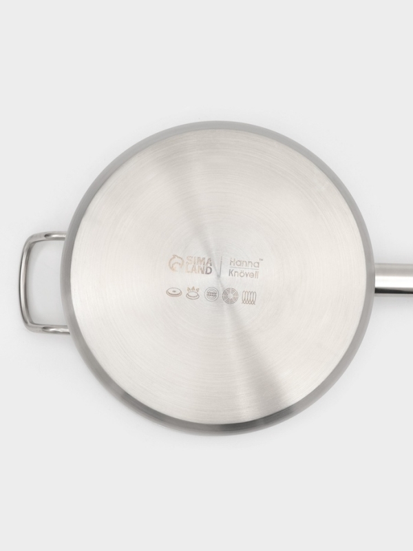 Ковш 6,3 л, d=24, h=14 см, с крышкой, толщина стенки 0,8 мм, индукция, две ручки Ковш 6,3 л, d=24, h=14 см, с крышкой, толщина стенки 0,8 мм, индукция, две ручки