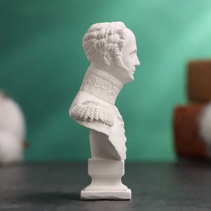 Бюст &laquo;Император Александр I&raquo;, фигурка гипс, белый, 5&times;2&times;6.5 см