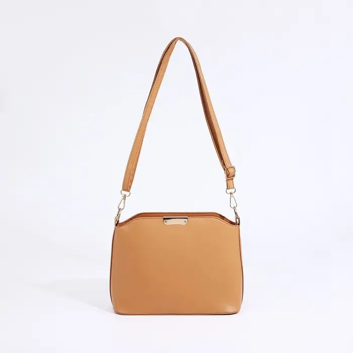 Сумка женская кросс-боди на молнии, 25&times;9.5&times;18.5 см, бежевая