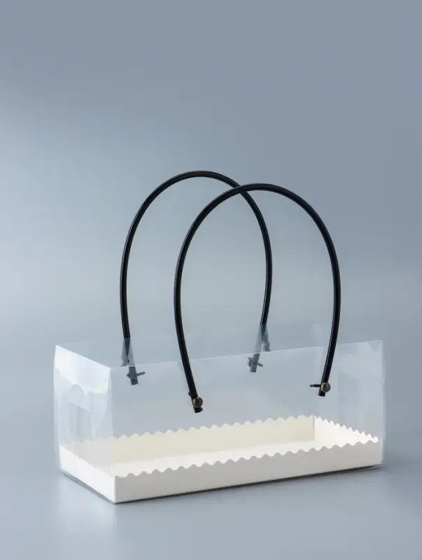 Коробка под рулет с ручками, белая, прозрачная крышка, 22.5&times;11&times;10 см