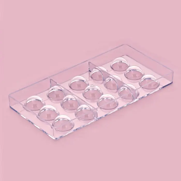 Форма для конфет и шоколада KONFINETTA &laquo;Полусфера&raquo;, 28&times;14 см, 15 ячеек, пластик, прозрачная