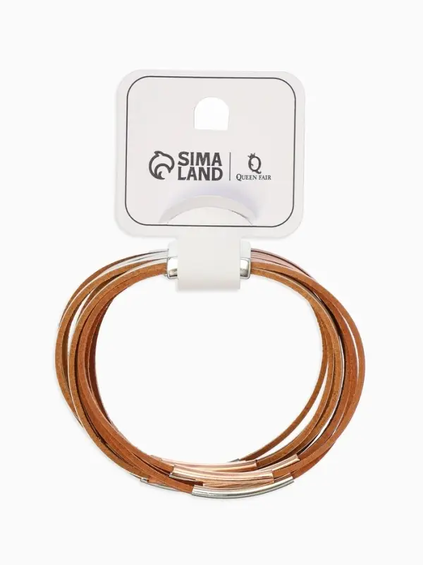 Браслет кожаный манжета на магните &laquo;Линии&raquo;, L=18.5 см, белый, бежевый