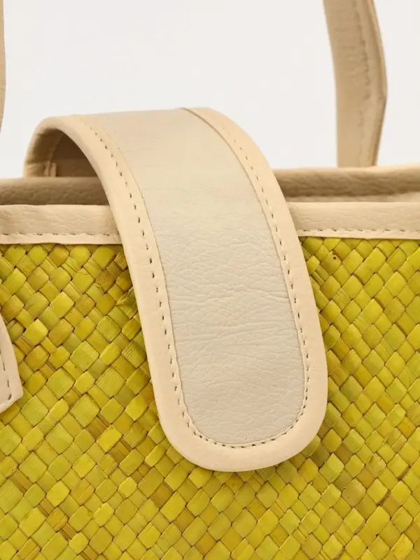 Сумка плетёная на застёжке из пандана, 35&times;12&times;40 см, жёлтая