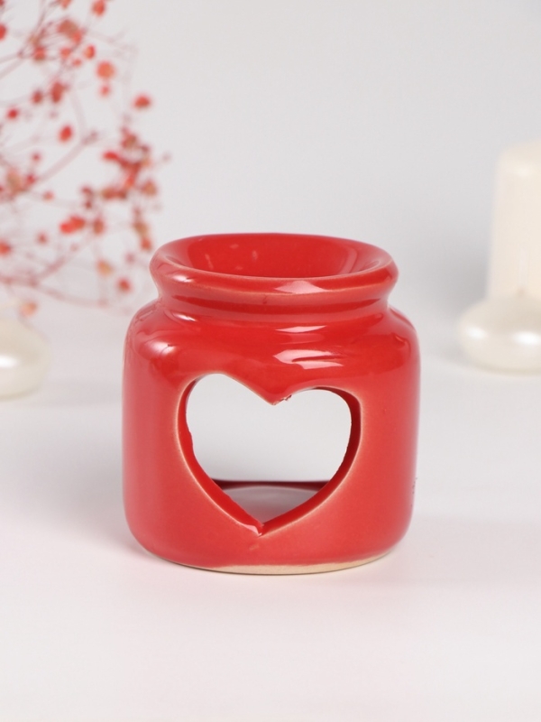 Аромалампа керамика + ароматический воск Аромалампа керамика + ароматический воск "Сердце" красная 7,5х7,5х8 см