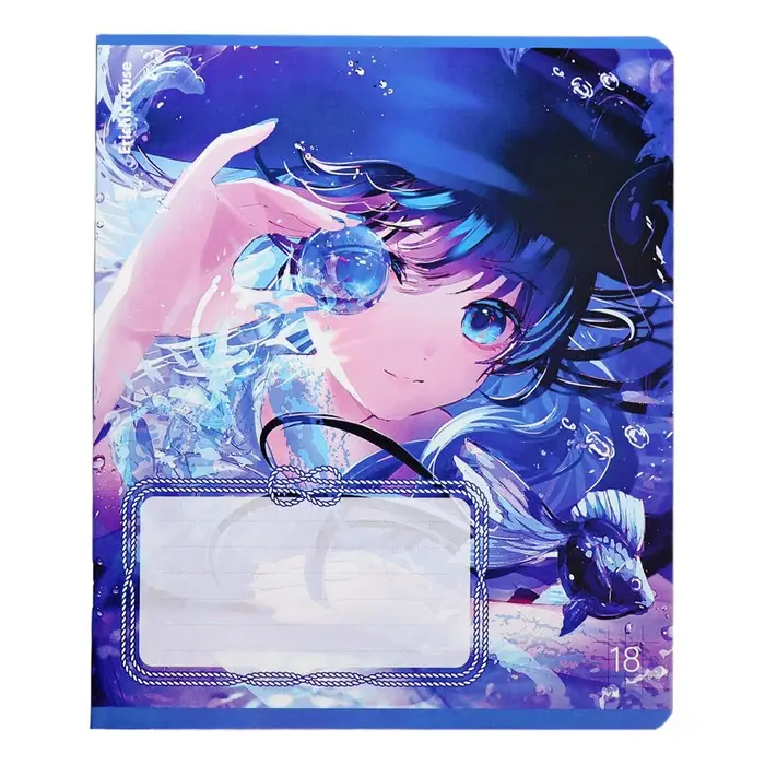 Тетрадь 18 листов в клетку, ErichKrause Kawaii Whale, обложка мелованный картон, блок офсет 100% белизна, МИКС