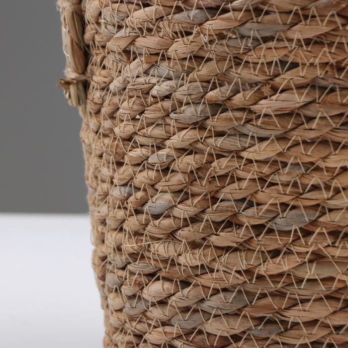 Кашпо плетеное  Кашпо плетеное "Кения" цилиндр с ручками, 17,5х17,5х16 см, натуральный