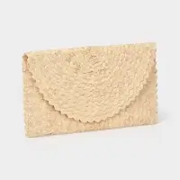 Сумка клатч плетёная из пальмового листа, 28&times;16&times;2 см, бежевая