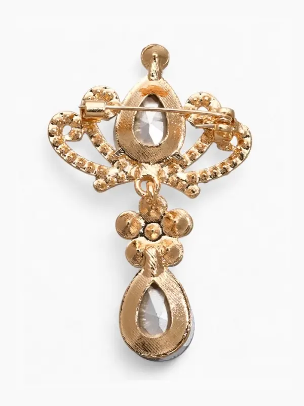 Брошь &laquo;Императрица&raquo;, с подвеской, сине-белая в золоте