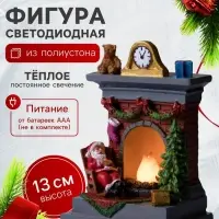 Светодиодная фигура &laquo;Камин&raquo; 13&times;9&times;6 см, полистоун, батарейки АААх2 (не в комплекте), свечение тёплое белое