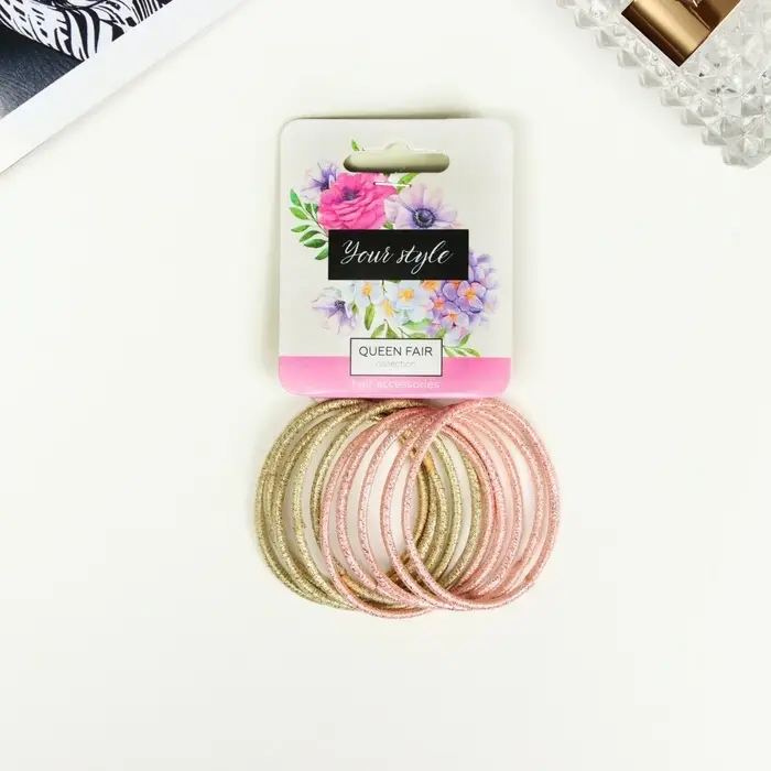 Резинка для волос Резинка для волос "Спорт люкс" (набор 10 шт) блеск, 3 см, розово-золотой