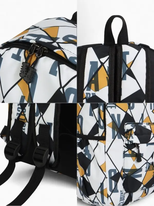 Рюкзак школьный на молнии, с карманами, с принтом, 30&times;13&times;42 см, жёлтый