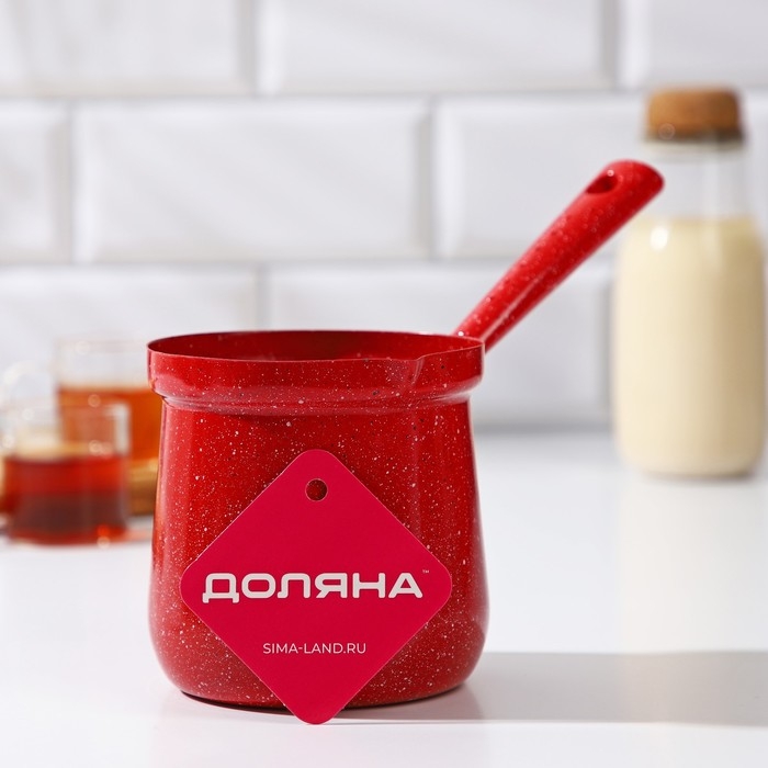 Турка для кофе Доляна «Мрамор рэд», 800 мл, d=10 см, антипригарное покрытие, индукция, красная Турка для кофе Доляна «Мрамор рэд», 800 мл, d=10 см, антипригарное покрытие, индукция, красная