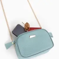 Сумка женская кросс-боди на молнии, 19&times;7&times;13 см, голубая