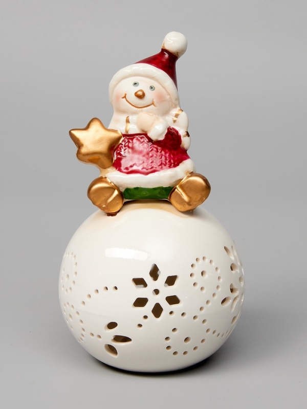 Светодиодная фигура Светодиодная фигура "Снеговик на шаре" 13.2х8.8х8.8, 1 LED, LR44x3(в компл.), Т/БЕЛЫЙ