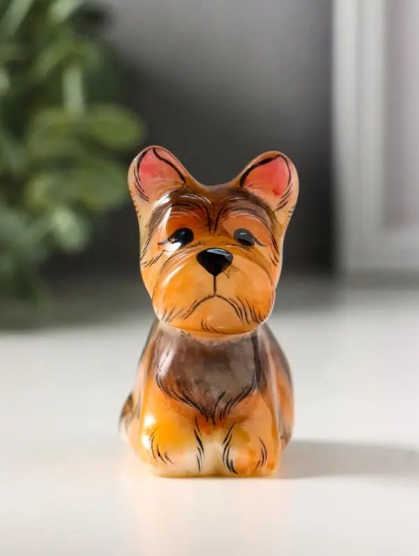 Фигурка &laquo;Собака Йорк терьер&raquo;, 6.5&times;7.5 см, селенит, МИКС