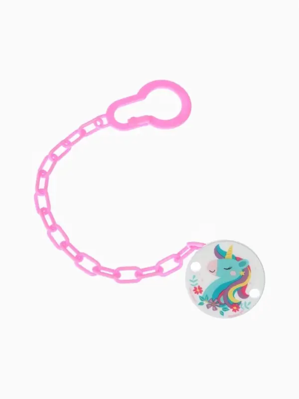 Держатель для соски - пустышки &laquo;Единорог&raquo;, на цепочке, розовый