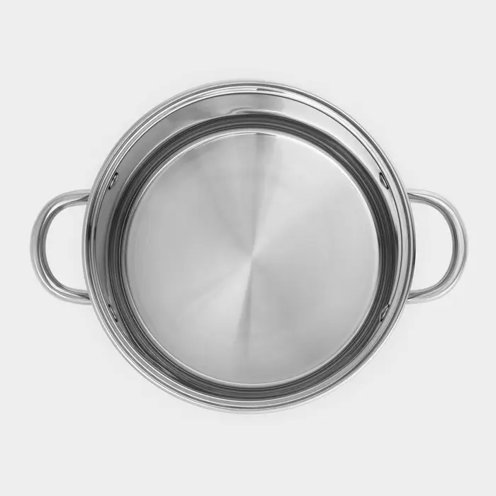 Кастрюля Катунь &laquo;Гретта&raquo;, 7.3 л, d=22 см, с крышкой, капсульное дно, индукция, нержавеющая сталь, AISI - 201, хромированная