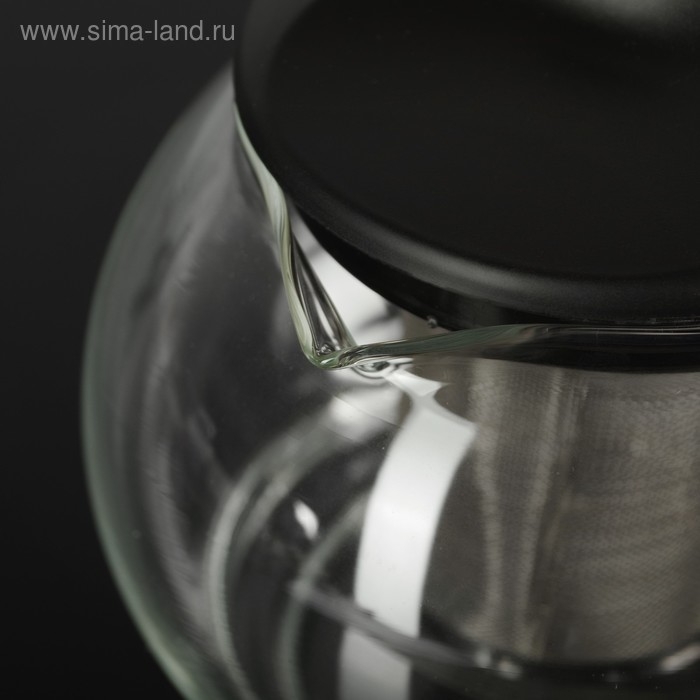 Чайник стеклянный заварочный «Любава», 1,25 л, с металлическим ситом, цвет чёрный Чайник стеклянный заварочный «Любава», 1,25 л, с металлическим ситом, цвет чёрный