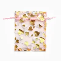 Набор мешочков подарочных 100шт.  "Сердечки", 10*12, цвет розовый с золотом (4621385)