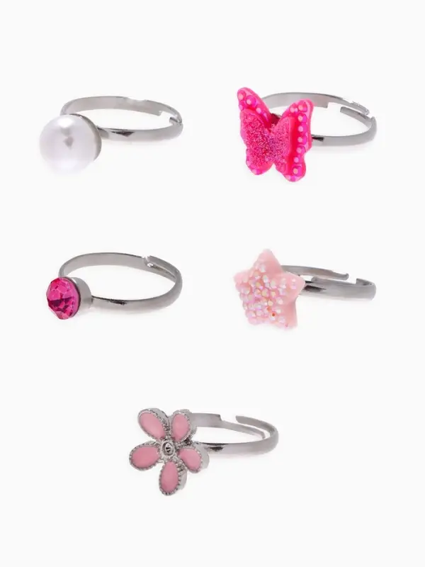 Набор детских колец &laquo;Выбражулька. Красота&raquo;, 5 шт. розовый, безразмерные