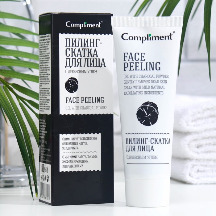 Пилинг-скатка для лица, Compliment, с древесным углем, 80 мл Пилинг-скатка для лица, Compliment, с древесным углем, 80 мл