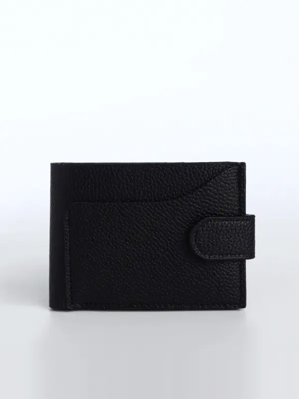 Портмоне мужское на кнопке, отдел для карт, монет, чёрное