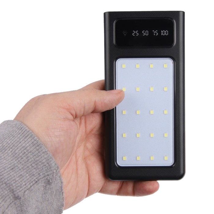 Внешний аккумулятор 485, 10000 мАч, кабели Type-C/Lightning/MicroUSB, фонарь, чёрный Внешний аккумулятор 485, 10000 мАч, кабели Type-C/Lightning/MicroUSB, фонарь, чёрный