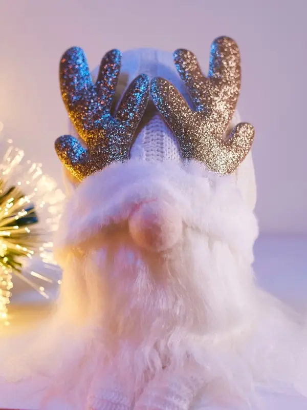 Фигура текстиль «Гном белая шапочка» 33 см, 1 LED, от батареек AG13×3, свечение тёплое белое