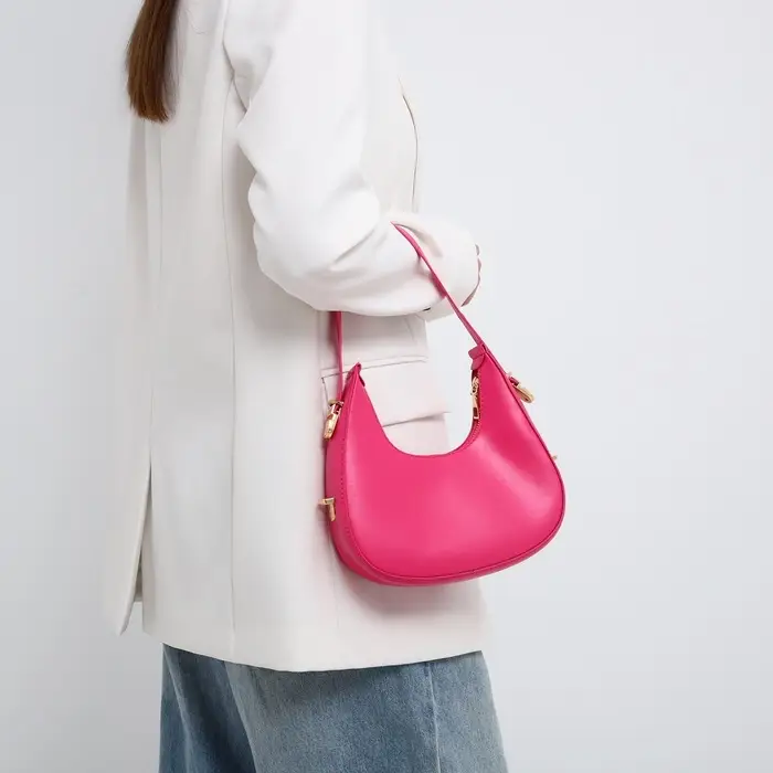 Сумка женская багет на молнии, 20.5&times;7&times;10.5 см, розовая